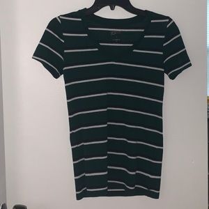 Green Stripped Short Sleeve Shirt